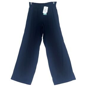 Calvin Klein Black Wide Leg Pant Womens Medium Black Pull On Smocked Palazzo NWT